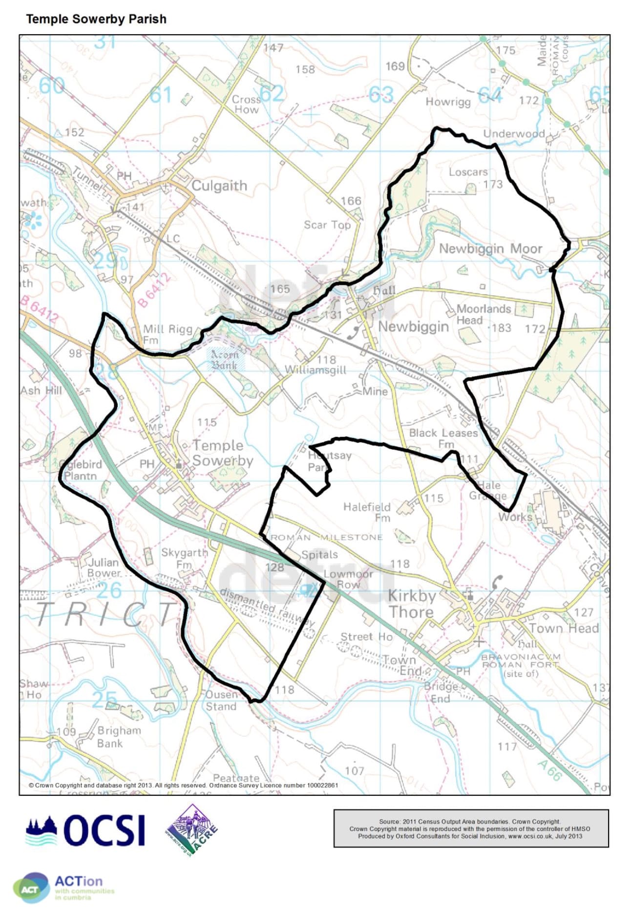Temple Sowerby Ordinance Survey showing village boundary