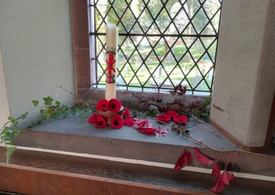 Handmade poppies at St James Church