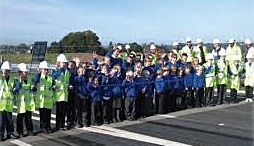 Temple Sowerby School Children at the opening of the bypass